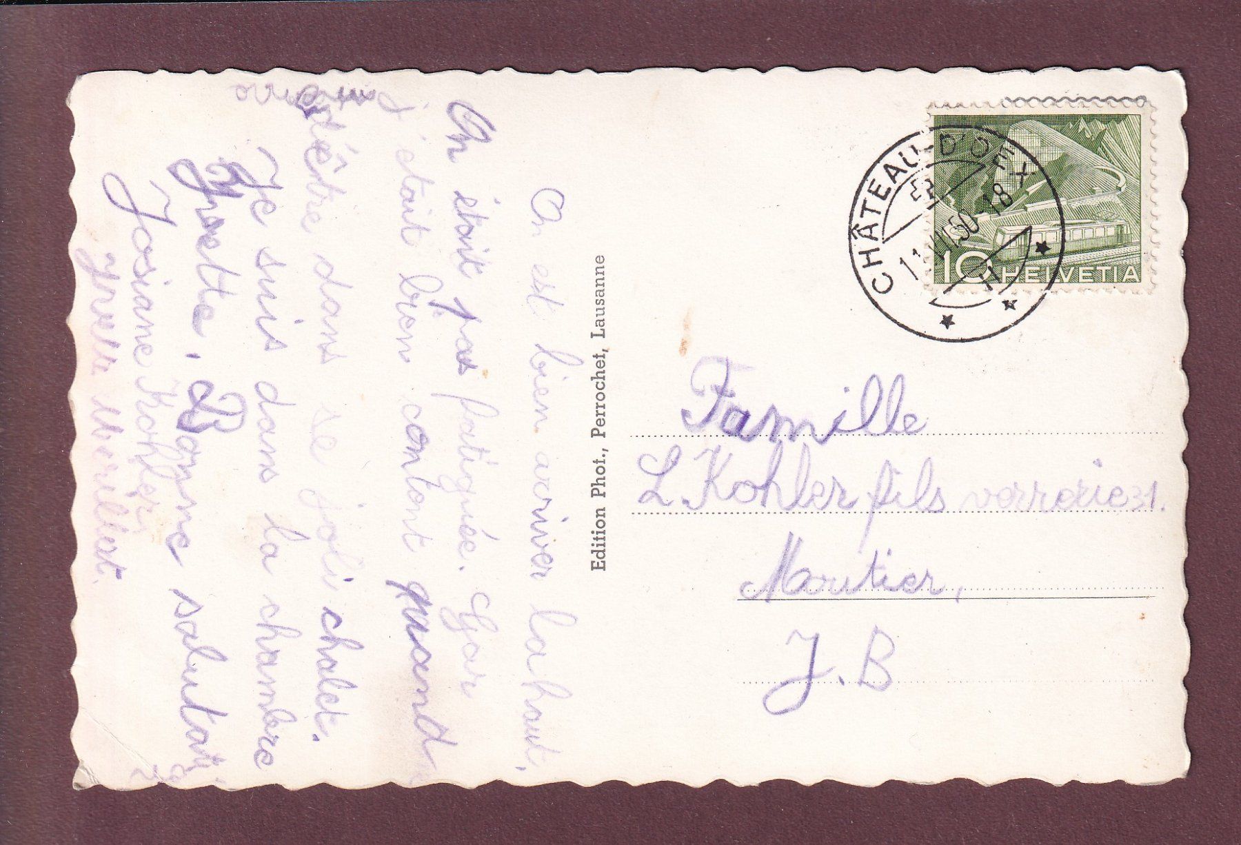 Cartoline postali: CHÂTEAU D'OEX - 1950 – Usato da Pully venduto da nicecards 1