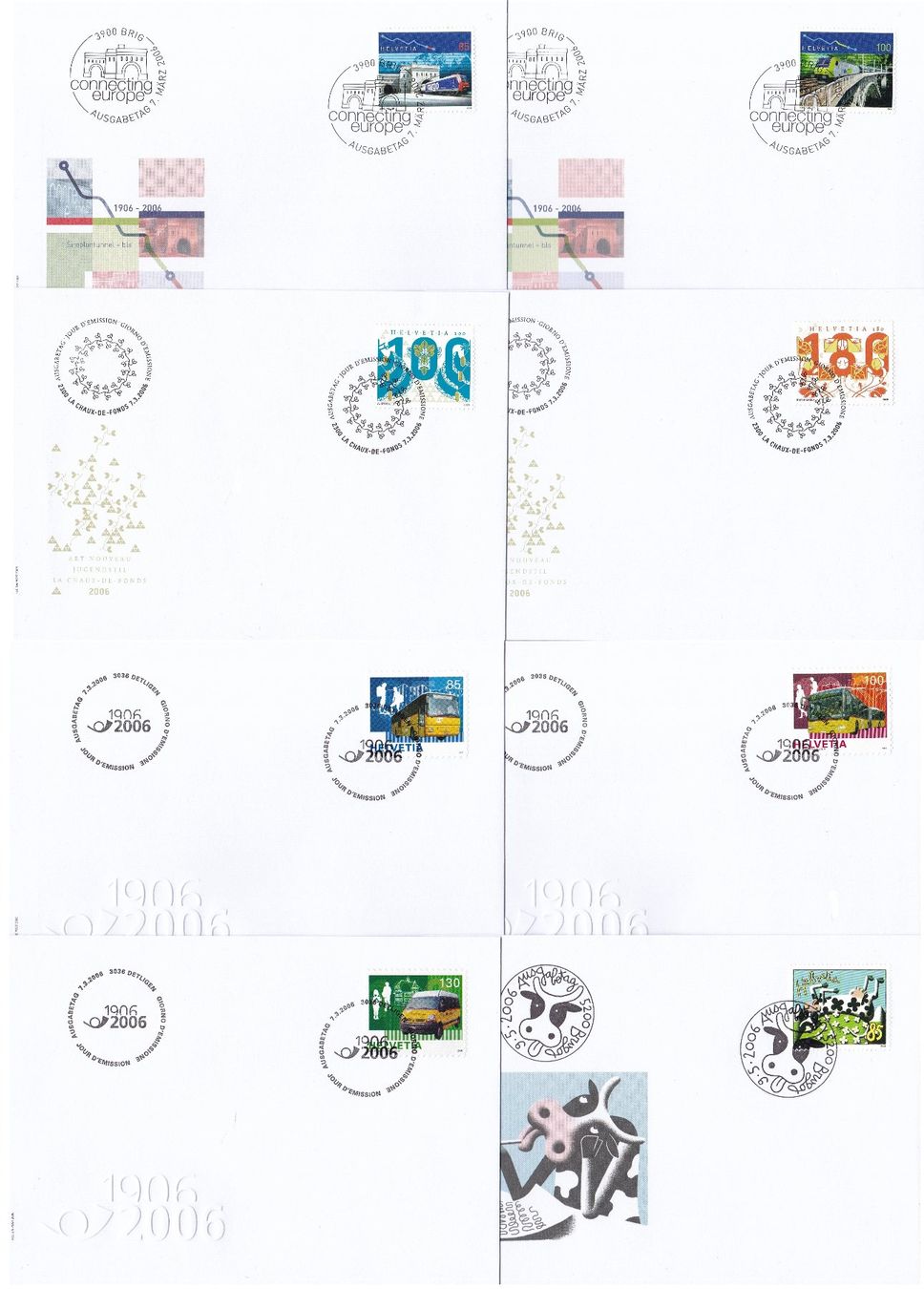 Tutti i francobolli: 56 Stk. CH FDCs, 2006 & 2007 – Usato da Münchwilen AG venduto da Nesar