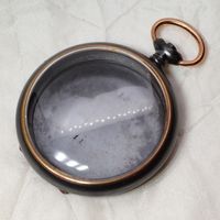 TASCHENUHR Gehäuse 12 / 11 schwarz rotgold 50mm Uhr NOS