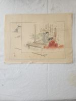 Japan Antik Original Holzdruck, Hanko Meiji-Zeit