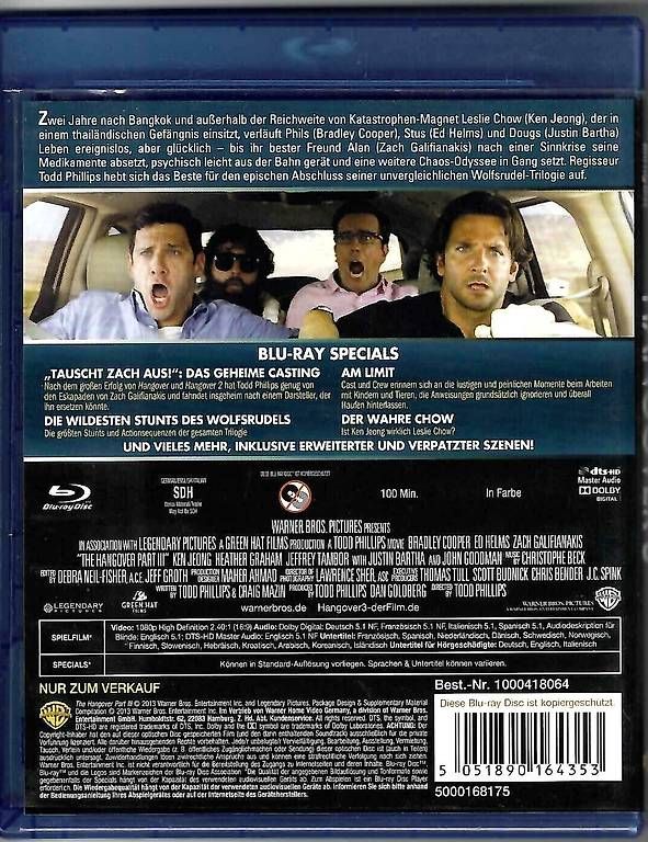Tutti i DVDs: Hangover 3 - Blu-ray Film – Usato da Dörflingen venduto da Super-Saiyajin 1