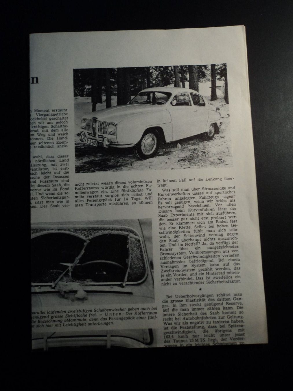 Saab Documenti: Prospekt Test Saab V4 1967 Tagesanzeiger – Usato da Schwarzenburg venduto da modelCARama