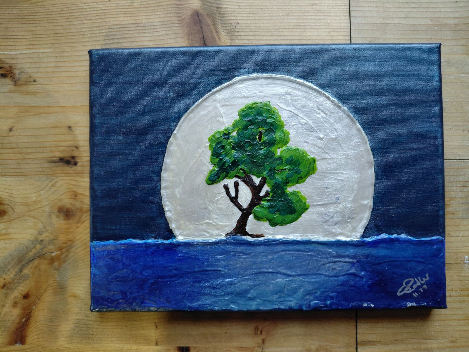 Dipinti: Gemälde: Baum vor Mondschein, Original, Unikat, Top! – Nuovo (secondo la descrizione) da Wattwil venduto da rot_s7jy