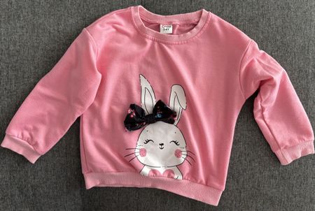 Rosa Mädchen Pullover mit Hasen-Motiv, Grösse 3-4 Jahre