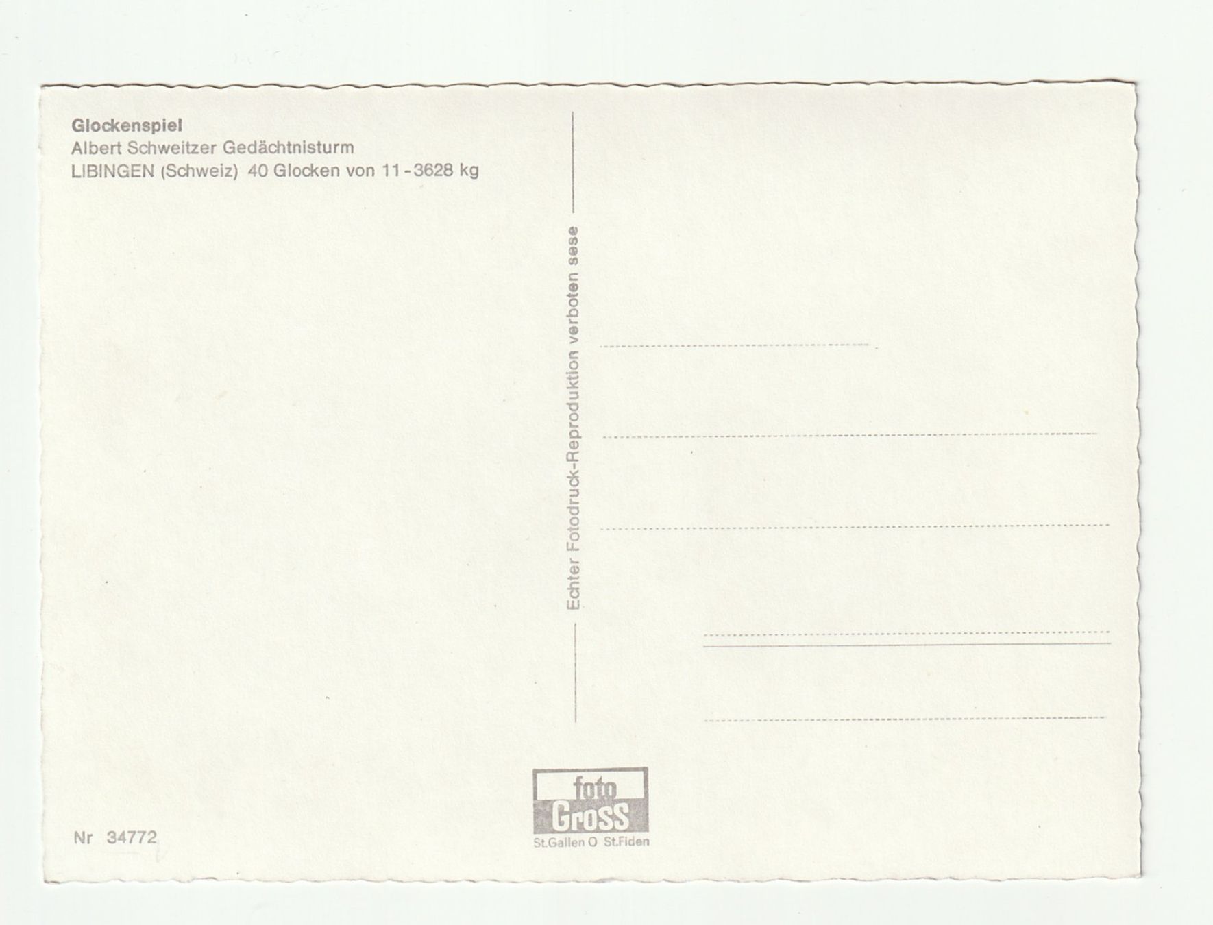 Cartoline postali: Libingen, Glocken Albert Schweitzer-Turm, St. Gallen – Nuovo (secondo la descrizione) da St. Gallen venduto da Ricardo_Deals 1