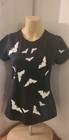 Lady T-Shirt M Bats Fledermaus Gothic Punk Schwarz Gruftie