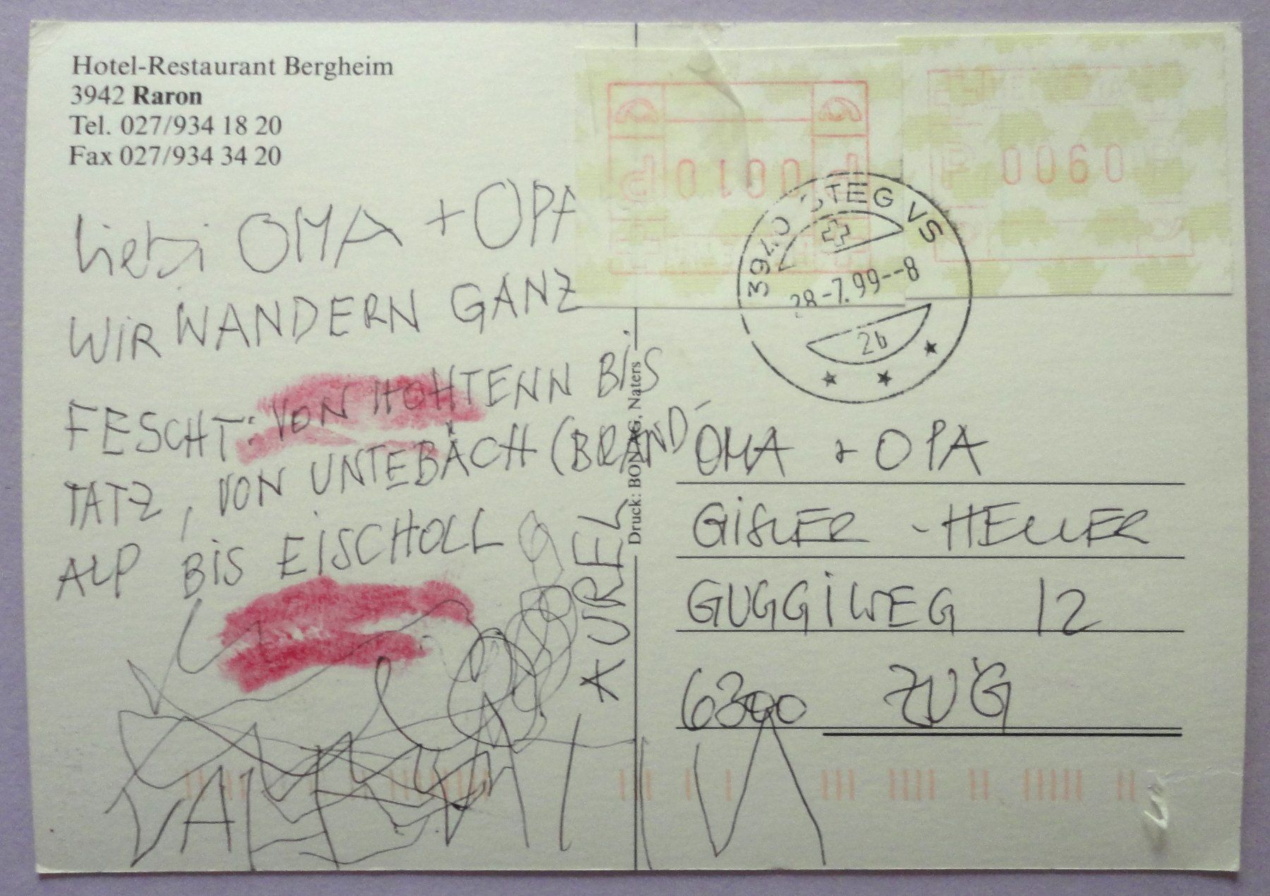 Cartoline postali: Hotel-Restaurant Bergheim, Raron – Difettoso da Fétigny venduto da Billy2miny 1