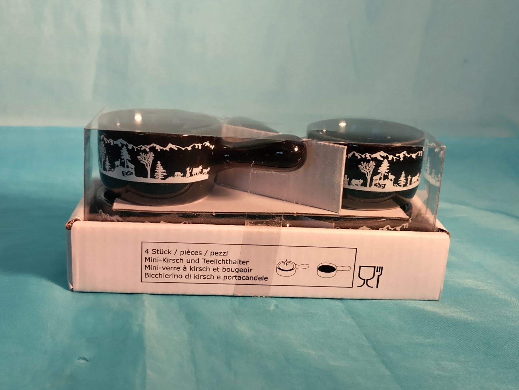 Migros Elettrodomestici da cucina: 4 Mini-Kirsch-Caquelons / Teelichthalter Neu, Scherenschnitt – Nuovo e nell'imballaggio originale da Bellach venduto da JingleCherry 3