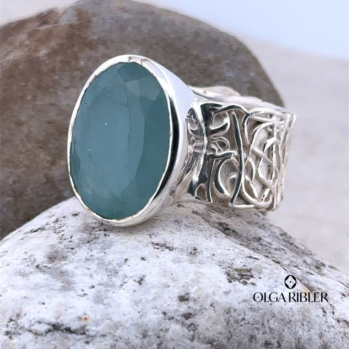 Olga Ribler Anelli: Statement Silber Ring 925 mit Aquamarin Grösse 60 – Nuovo (secondo la descrizione) da Luzern venduto da Schmuckoutlet 3