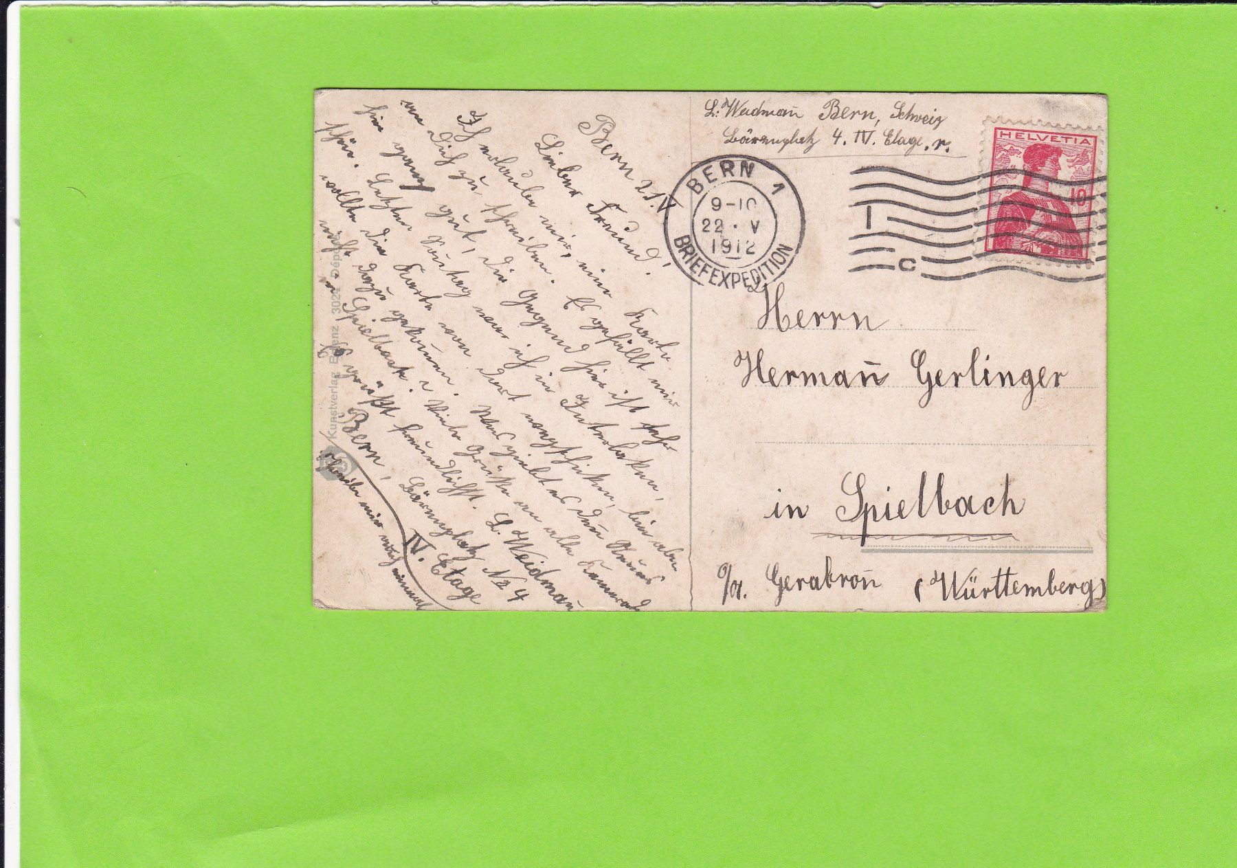Cartoline postali: Interlaken – Usato da St. Peterzell venduto da neckertal 1