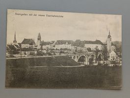 Alte PK / Bremgarten AG mit der neuen Eisenbahn Brücke 1919