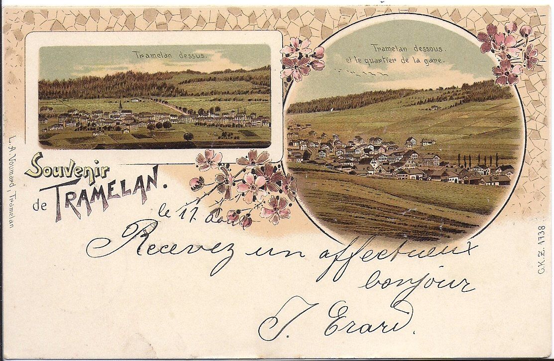 Cartoline postali: TRAMELAN, litho avec 2 vues – Usato da Les Verrières venduto da Scampi0
