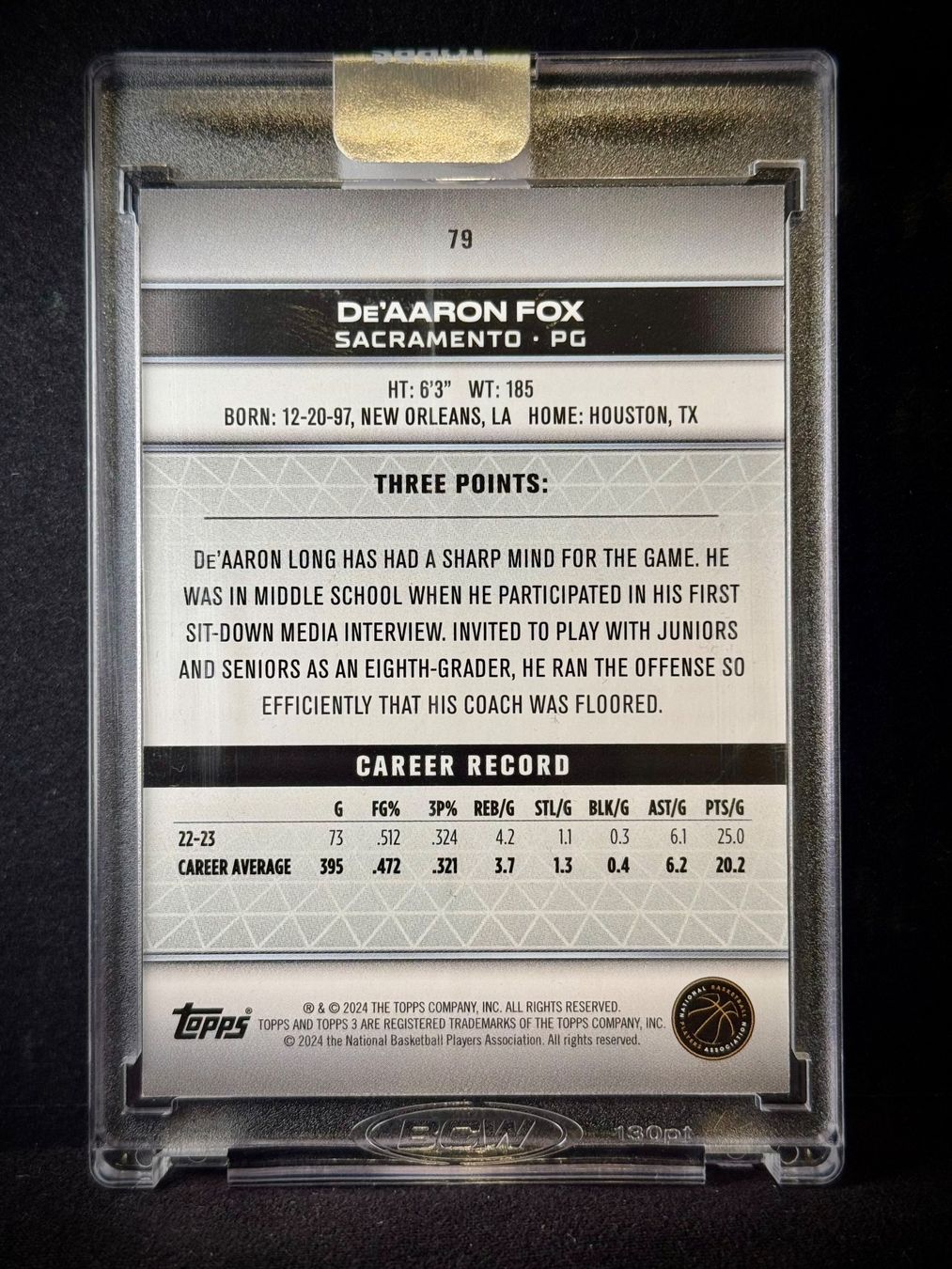 Topps Carte collezionabili: 2023-24 Topps Three | De' Aaron Fox | #79 /49 – Nuovo (secondo la descrizione) da Giswil venduto da diggadino 1