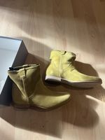 Trendige Senfgelbe Wildleder Stiefeletten, Grösse 36