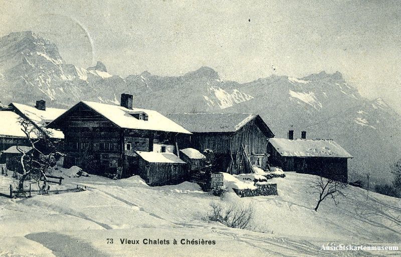 Cartoline postali: Chésières - vieux Chalets + 1913 – Usato da Emmenbrücke venduto da teestube