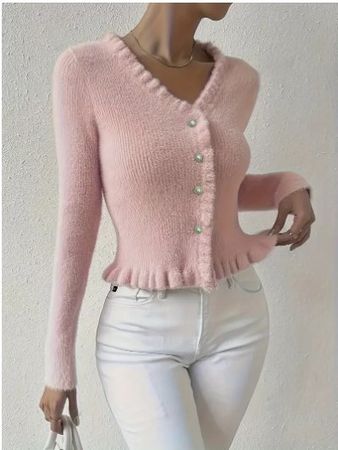 NEUE hübsche Strick-Jacke Altrosa Gr. XS - 224339