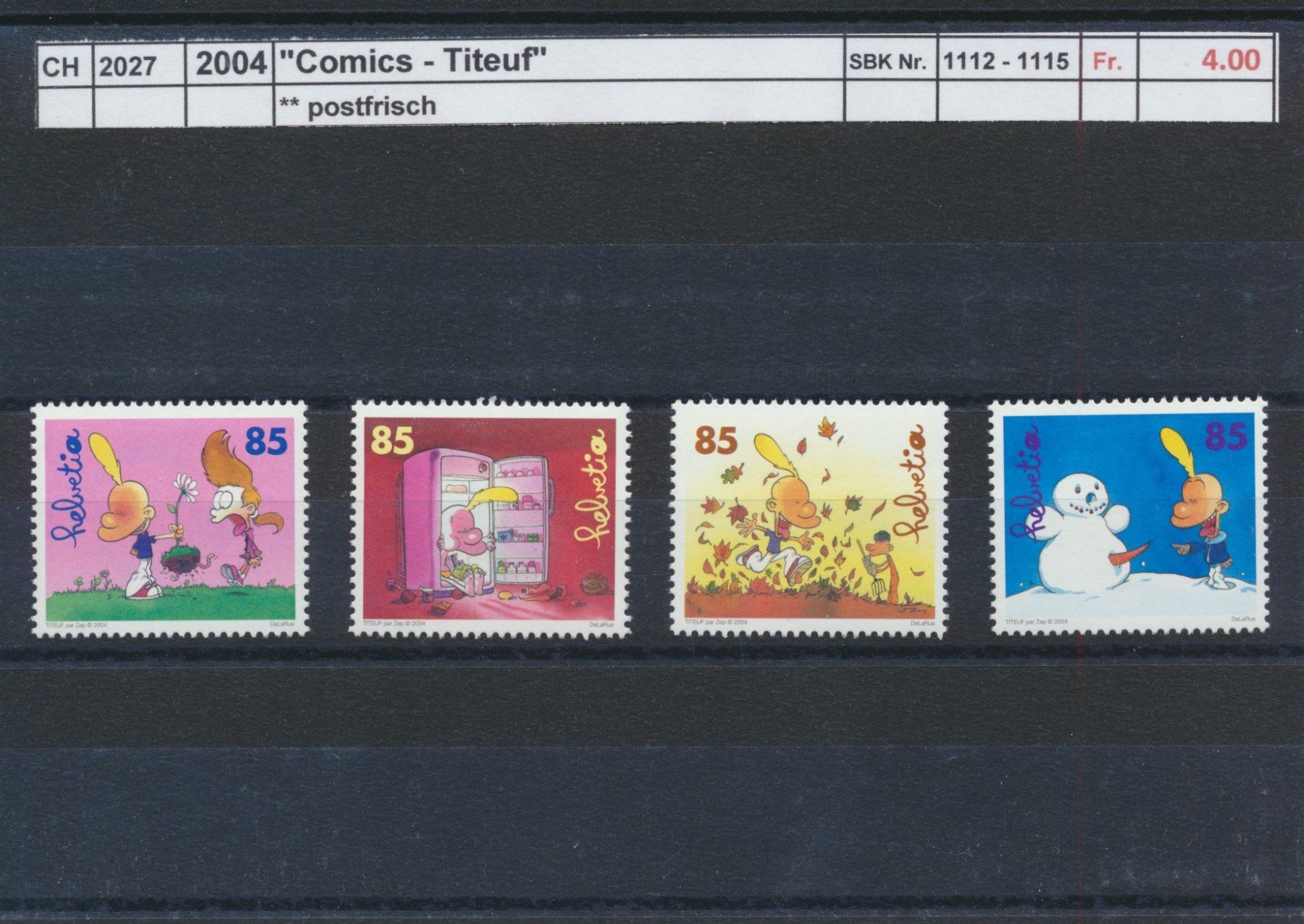 Tous les timbres: 2004 "Comics - Titeuf", ** postfrisch – Neuf (Voir description) à Winterthur par Zupogeru