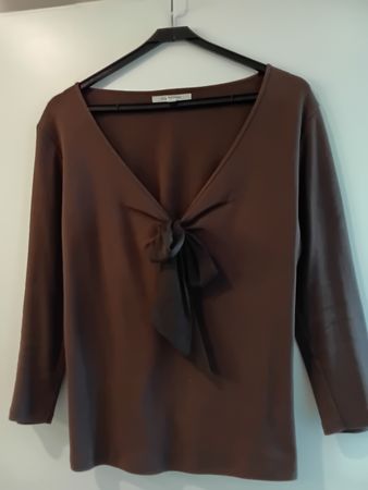 L.K. Bennett UK Brown Bow Detail Top Size L, used twice