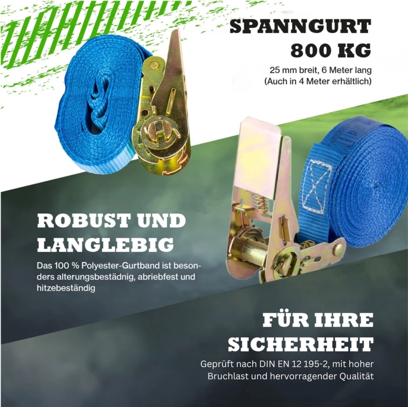 Tutti gli attrezzi: Spanngurt 800 kg 25 mm x 6 m einteilig blau – Nuovo e nell'imballaggio originale da Bülach venduto da StoreInShop.com 4