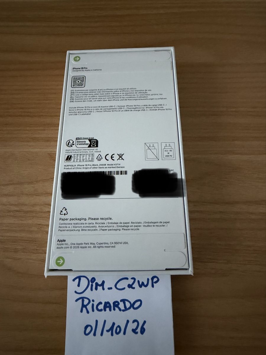 Apple Telefoni cellulari / Smartphones: IPHONE 18 PRO Black 256GB neuf  – Nuovo e nell'imballaggio originale da Lutry venduto da dim_c2wp 3