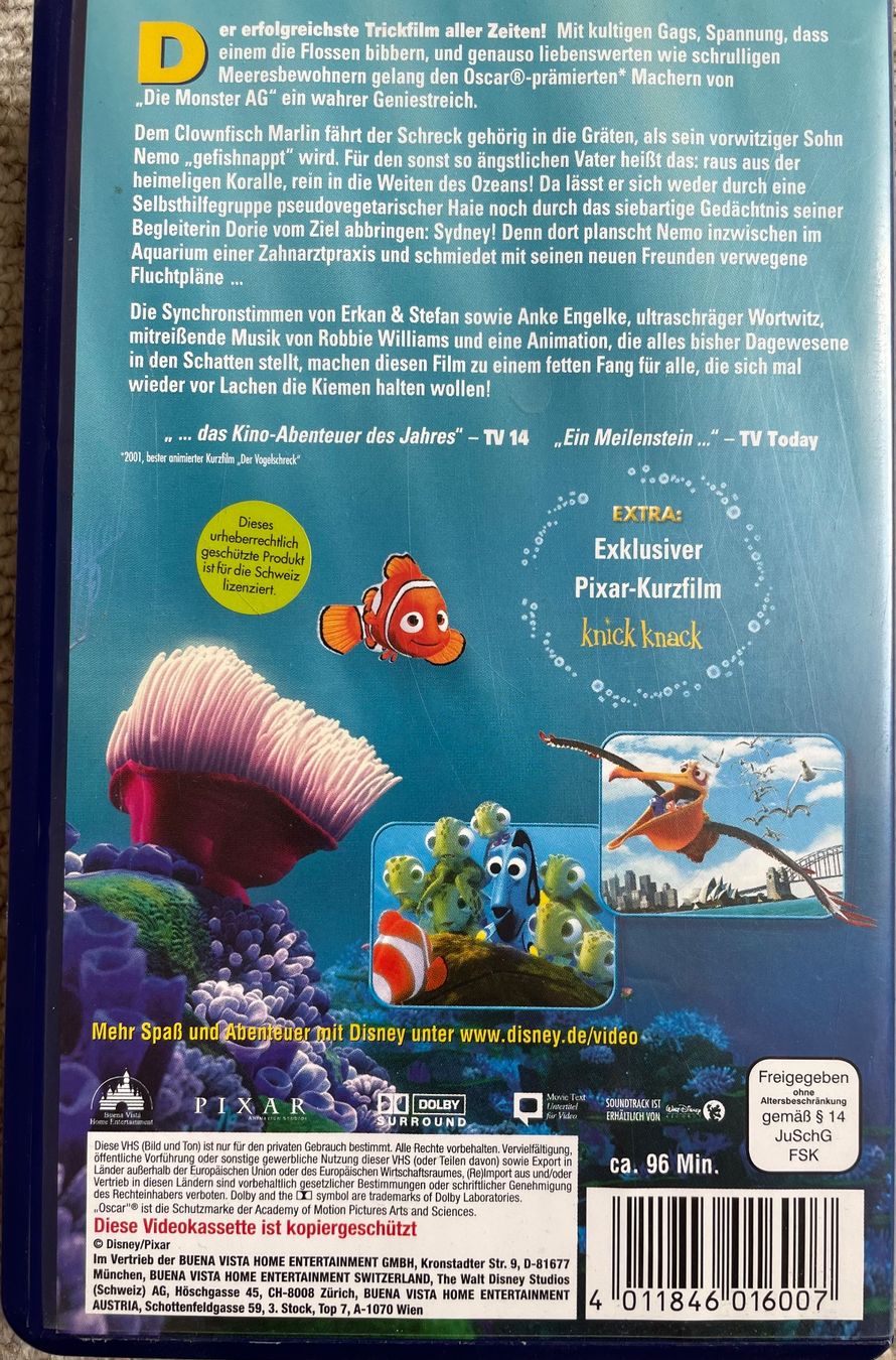 Tutti i VHS: VHS-Videokassette Findet Nemo – Usato da Ehrendingen venduto da renue 1
