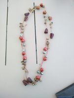 Collier ethnique pierres naturelles perles rouges bronze
