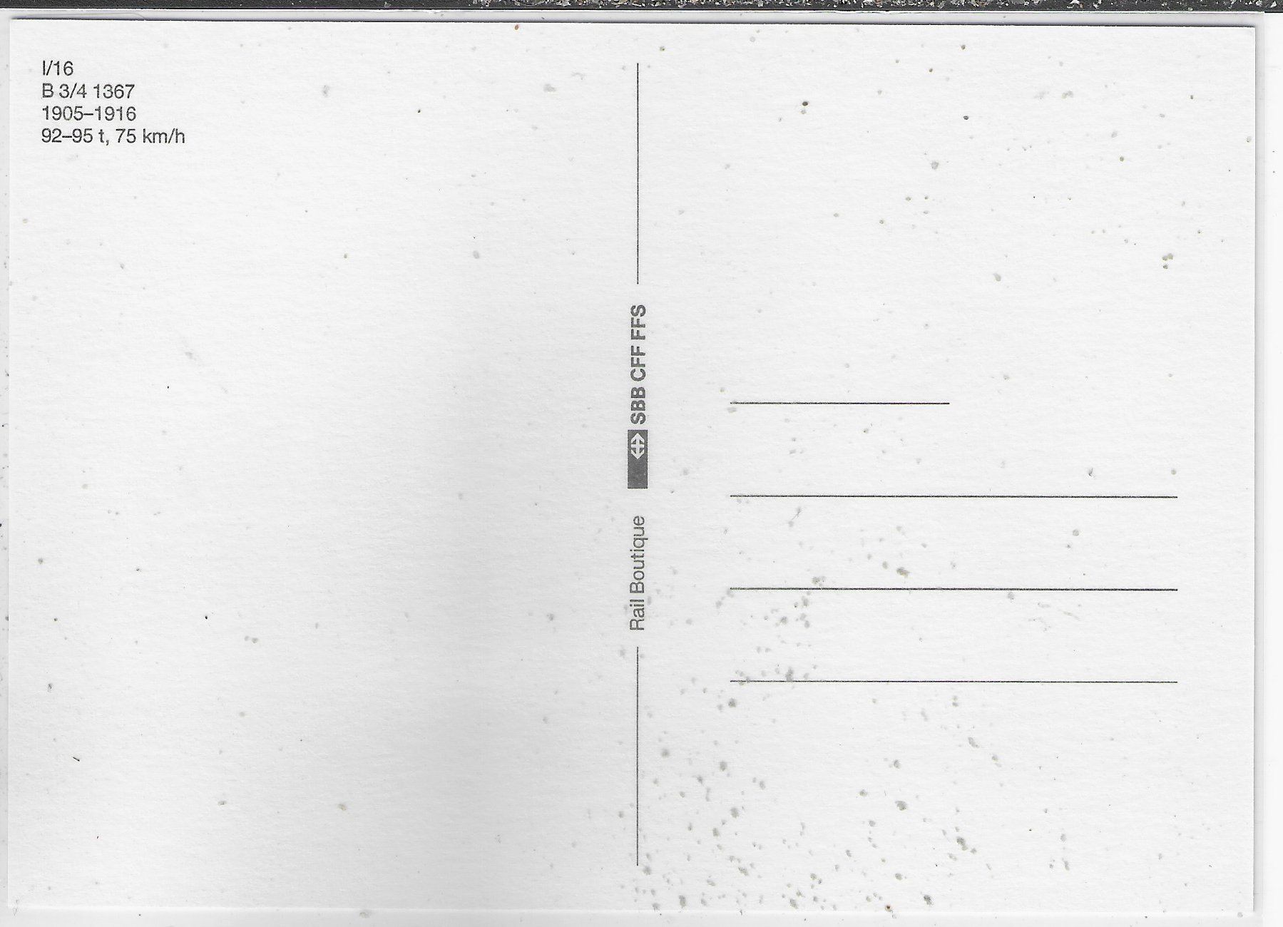 Cartoline postali: SBB B 3/4 1367 - Dampflokomotive – Usato da Ettingen venduto da Kartenplanet 1