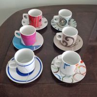 Espressotassen und Untertassen, 6-teilig, verschiedene Desig