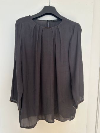 Zara Bluse, dunkelgrau /grau, Golddetails, M