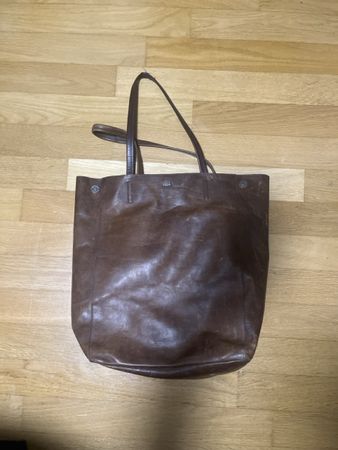 Damen Shopper Tasche aus Leder braun mit Blumenmuster