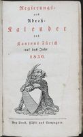 Kanton Zürich Regierungs-Kalender 1830