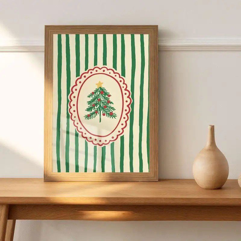 Affiche Sapin de Noël – Décoration Murale Festive Rétro (Neuf (Voir ...