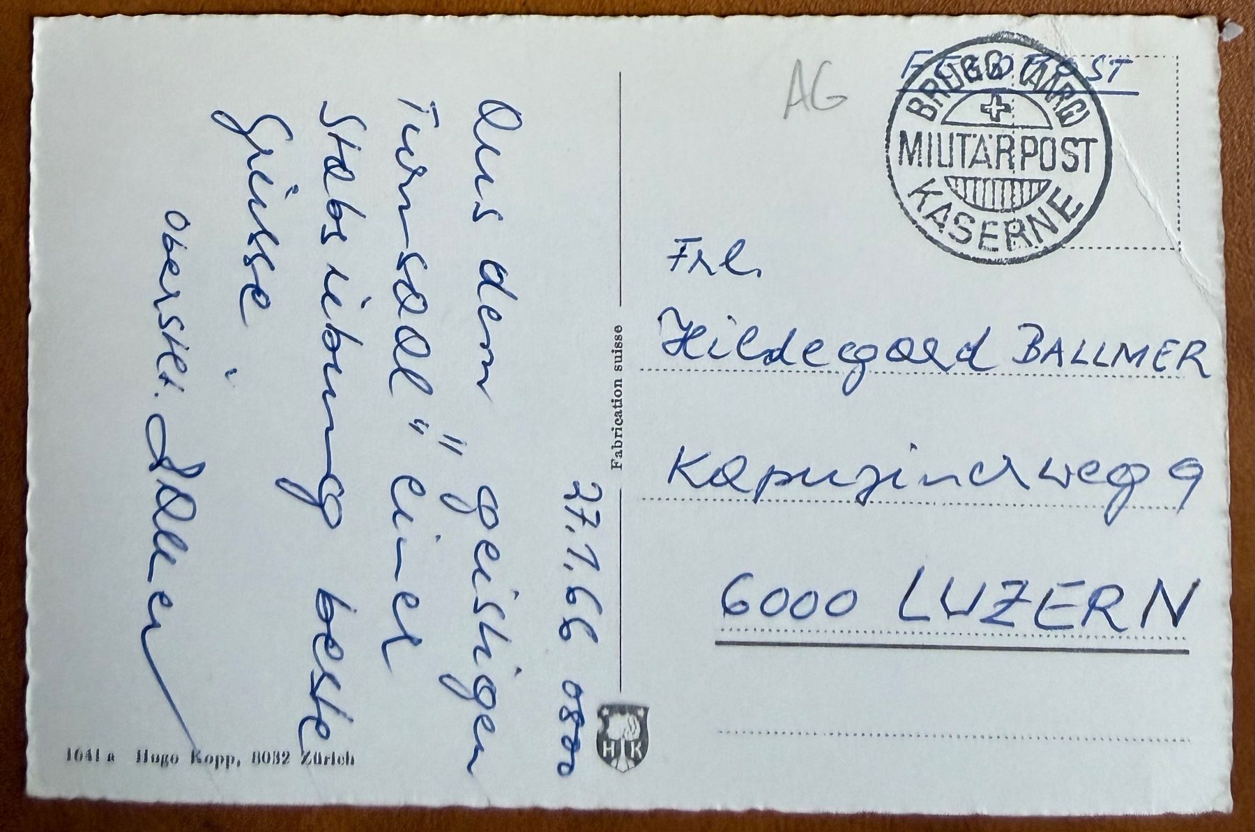 Cartoline postali: Brugg - Kasernen 1966 – Usato da Lutry venduto da Ediego 1