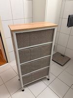 Kleines Badmöbel mit 4 Stoffschubladen  Weiss/Grau