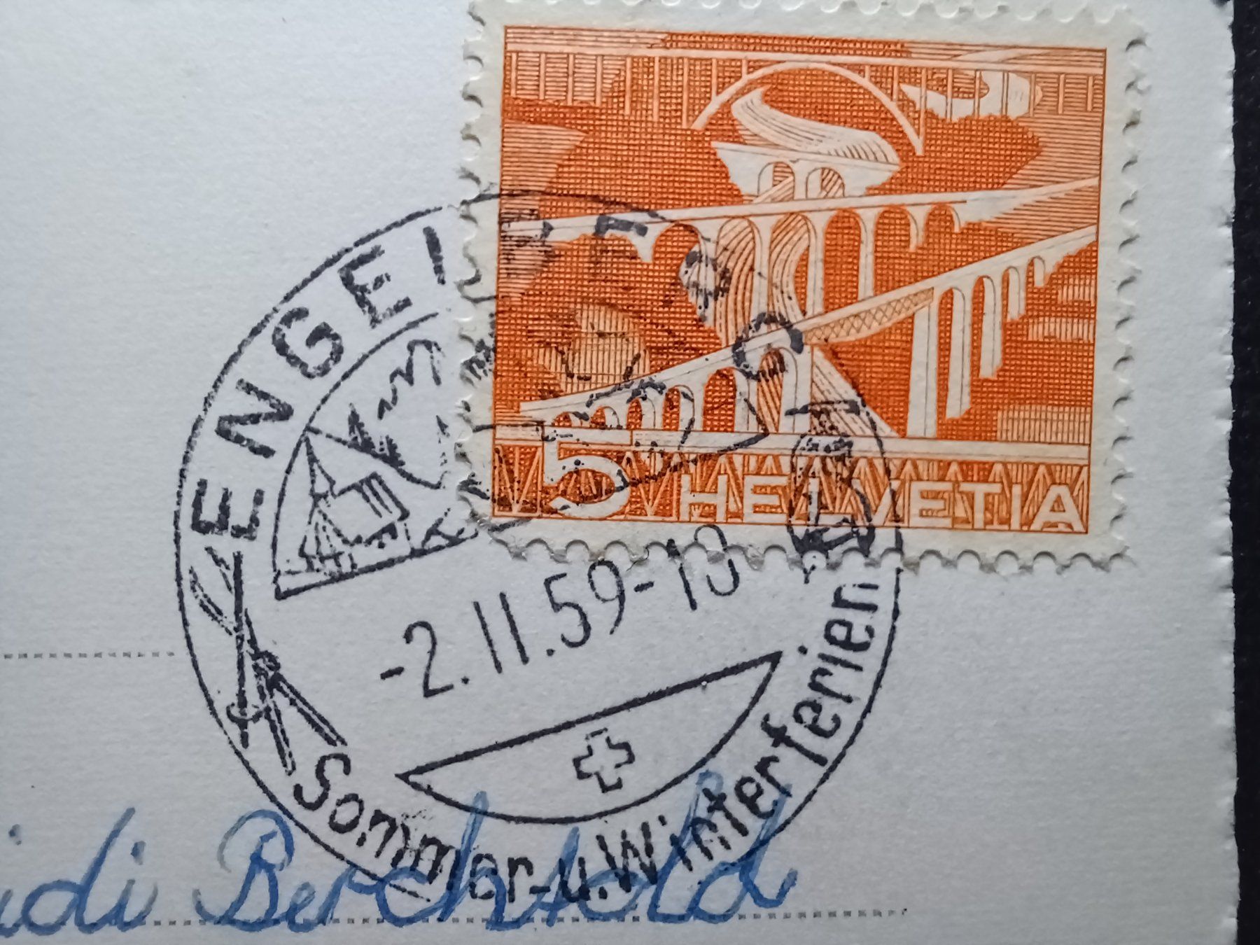 Cartoline postali: Berghaus S.J.H Engelberg, 2.II.59 – Usato da Aarau Rohr venduto da mgvw 2