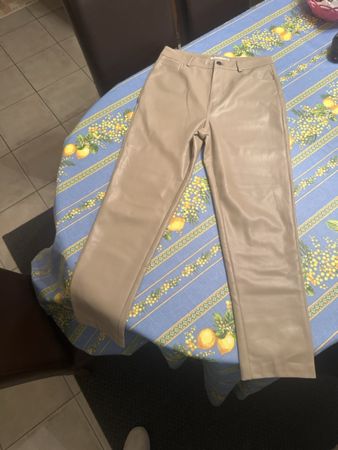Pantalon femme Bijoux Project – Taille L – similicuir beige