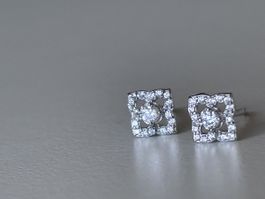 Flower studs. 925 Silver with Moissanite stone 