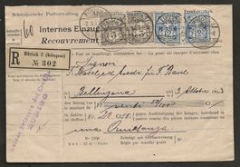 R Einzugsmandat Schweiz 1903 Wertziffer Zürich Bellinzona