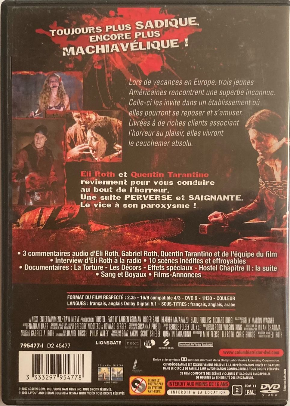 Tutti i DVDs: QUENTIN TARANTINO / ELI ROTH - HOSTEL CHAPITRE II – Usato da Poliez-Pittet venduto da Newtown-Records 1