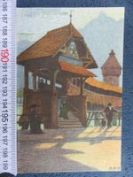 KAPELLBRÜCKE GEGEN PILATUS ORIG.LITHO .V.ERNST SCHLATTER LU