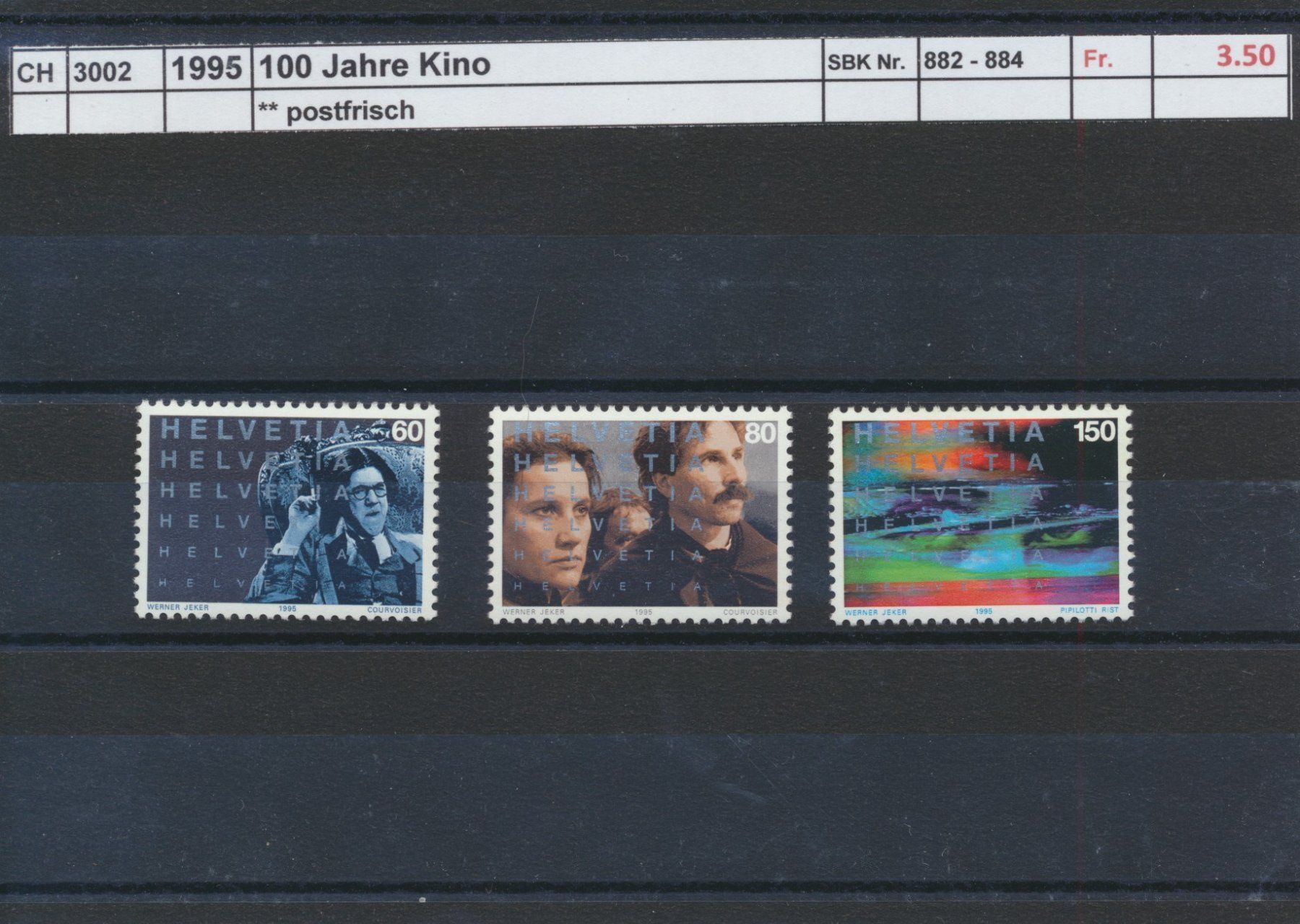 Tutti i francobolli: 1995 "100 Jahre Kino", ** postfrisch – Nuovo (secondo la descrizione) da Winterthur venduto da Zupogeru