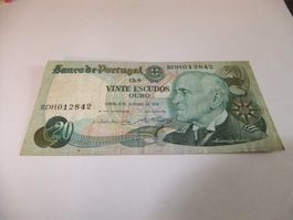 Billet du Portugal 20 Escudos Gago Coutinho ch.9   4.10-1978
