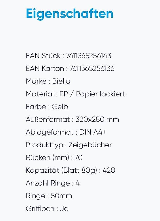 Biella Ordner: 4 Stk. Ringbuch/Ordner Dinor-Quatro  A4, gelb – Neu und originalverpackt aus Necker von liq24 5