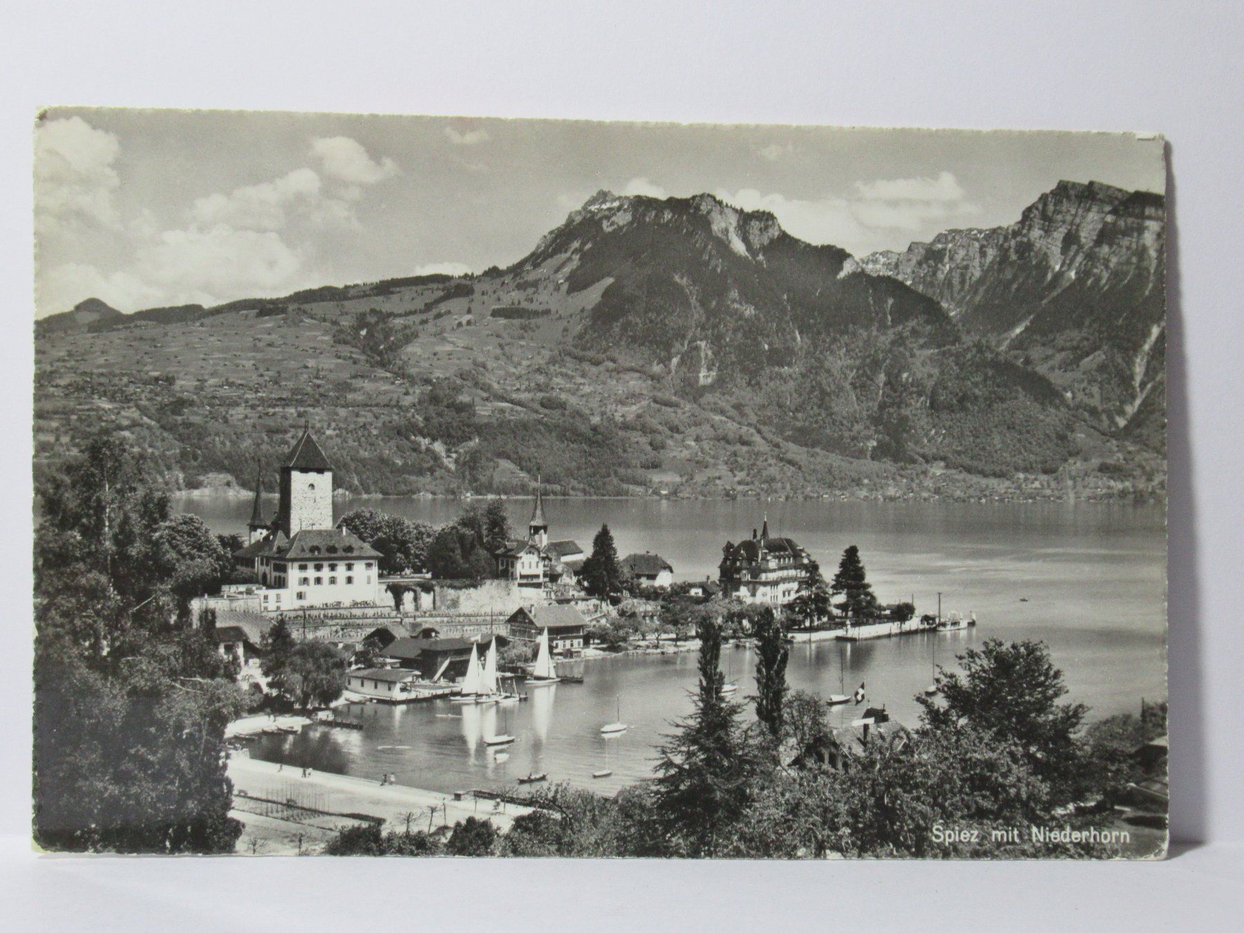 Cartoline postali: Spiez mit Niederhorn 1965 – Usato da Grenchen venduto da Bluemchen1900