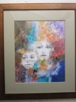 KÜNSTLER ? AQUARELL BLEISTIFT MIT RAHMEN SIGNIERT