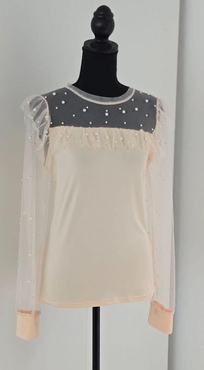 Elegante Damenbluse mit Perlen Neu M (Neu (gemäss
