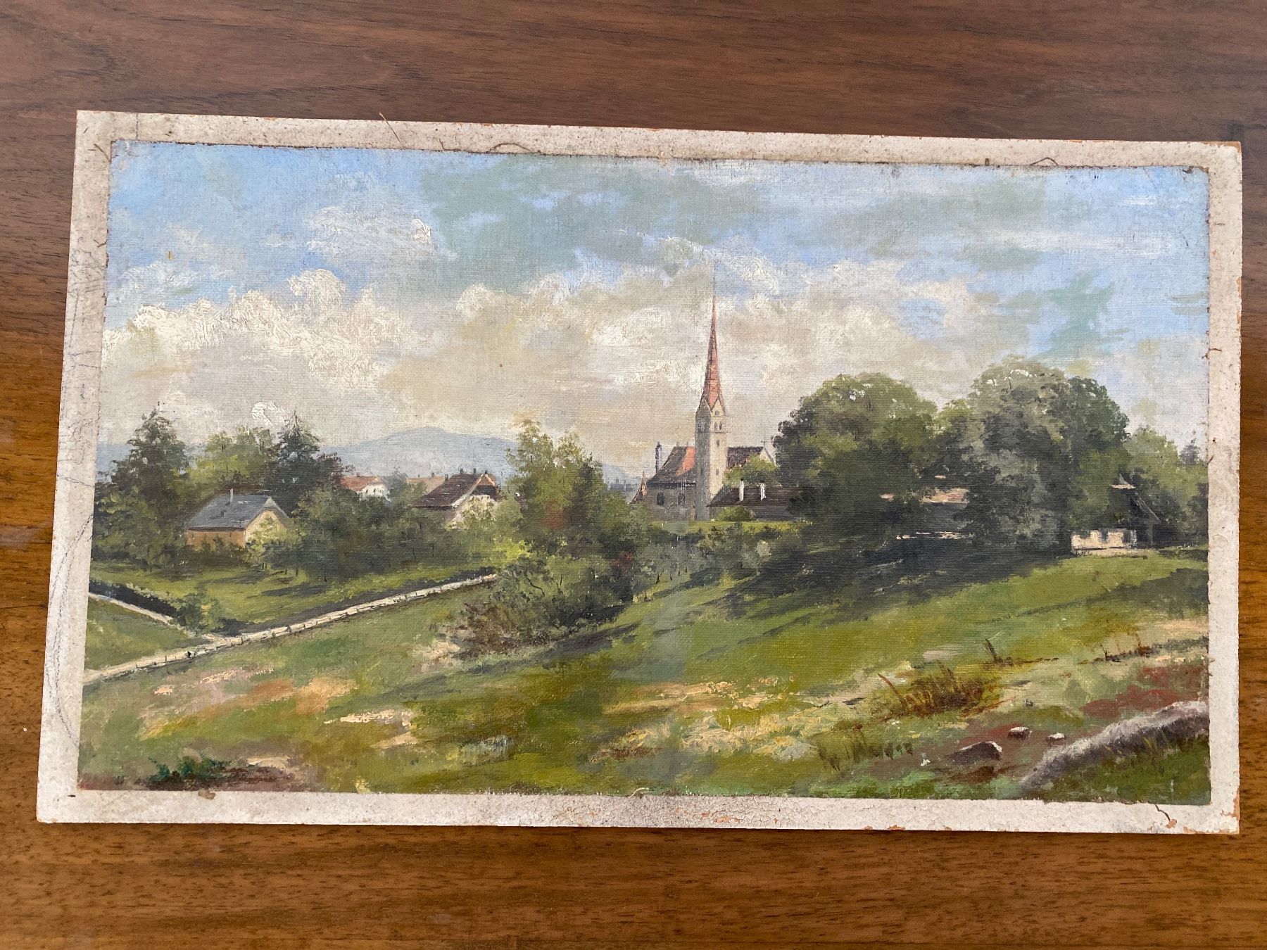 Dipinti: Gemälde Landschaft mit Kirche – Usato da Burgdorf venduto da gre_2ftz