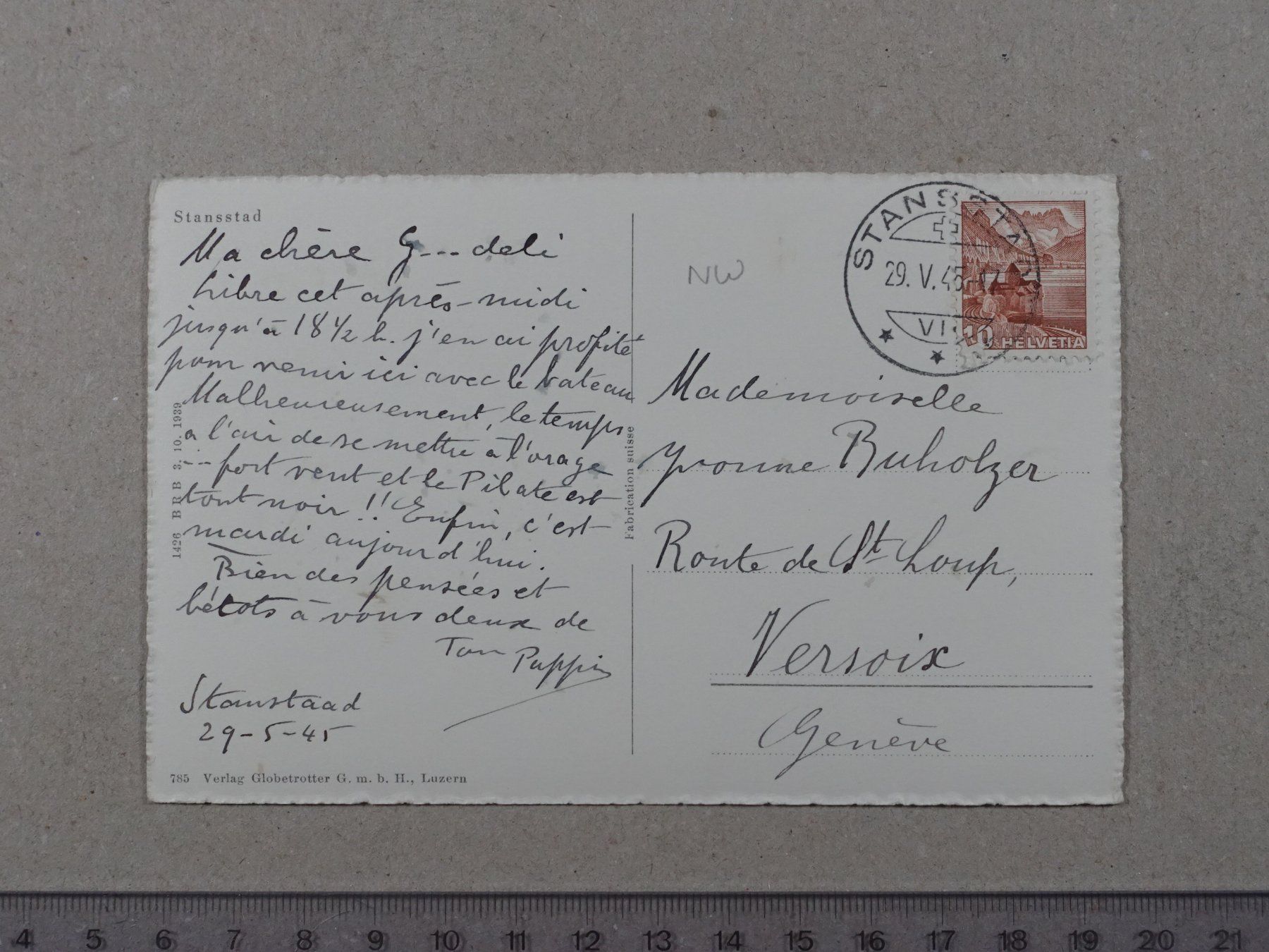 Ansichtskarten: Stansstad, 1945 – Gebraucht aus Lenzburg von fh1 1