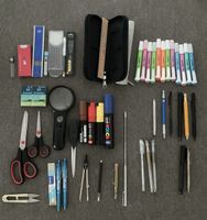 Schreibmaterial Konvolut Stifte Marker Etui Lineal Lupe