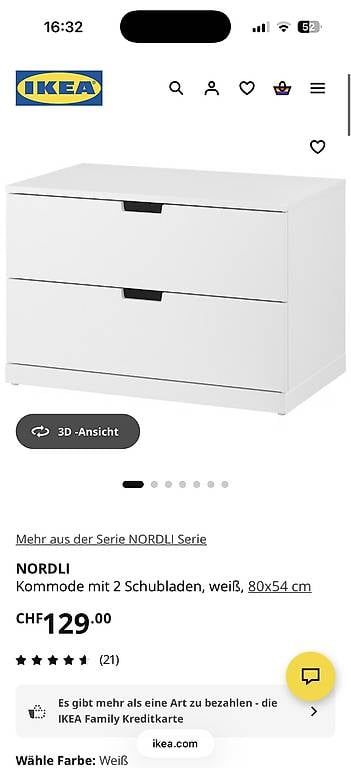 Ikea Cassettiere: Nordli Kommode von IKEA, 2 Schubladen – Usato da Erlinsbach SO venduto da mojitooo